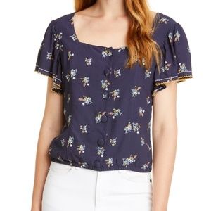 DOLAN Embroidered Square Neck Top Womens Top Shirt